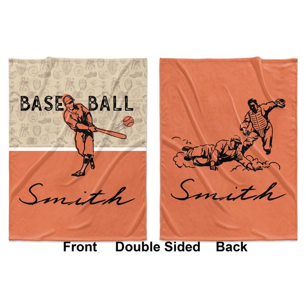Retro Baseball Baby Blanket (Double Sided - Printed Front and Back)