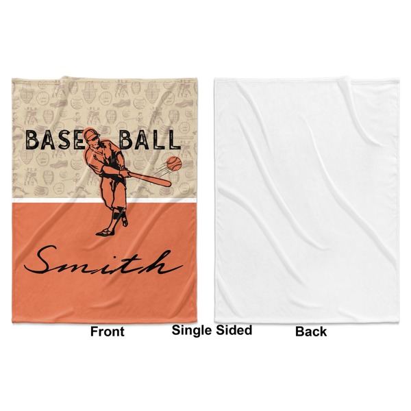 Retro Baseball Baby Blanket (Single Sided - Printed Front, White Back)