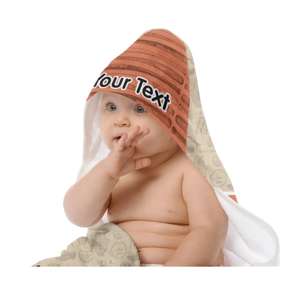 Retro Baseball Baby Hooded Towel on Child