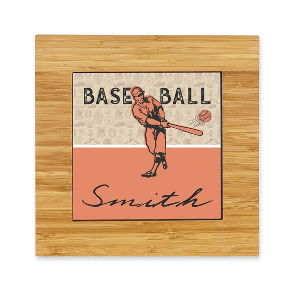 Custom Retro Baseball Bamboo Trivet with Ceramic Tile Insert (Personalized)
