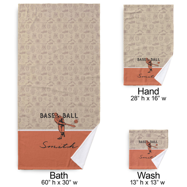 Retro Baseball Bath Towel Sets - 3-piece - Approval