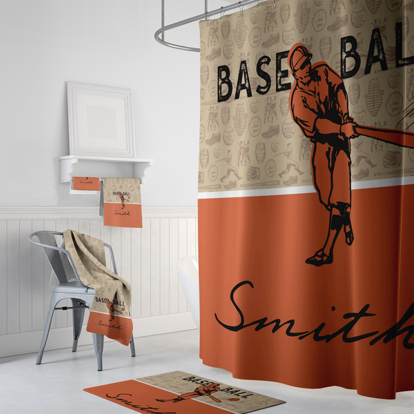 Retro Baseball Bath Towel Sets - 3-piece - In Context