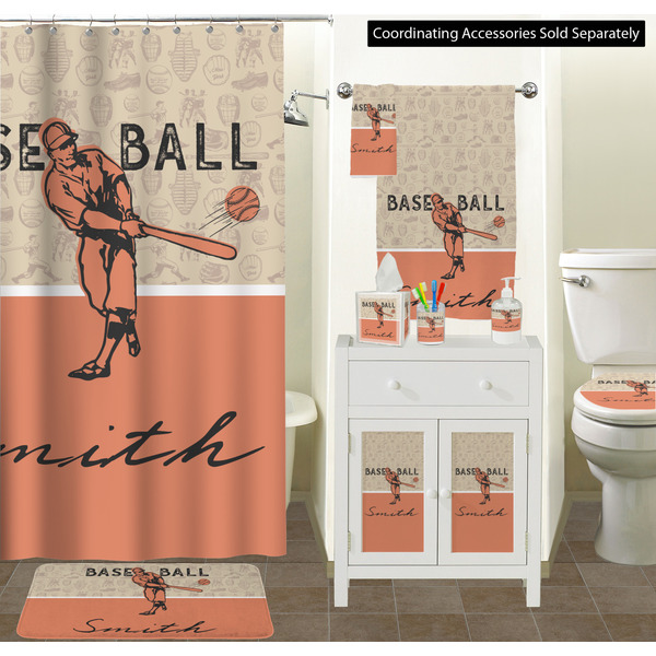 Retro Baseball Bathroom Scene