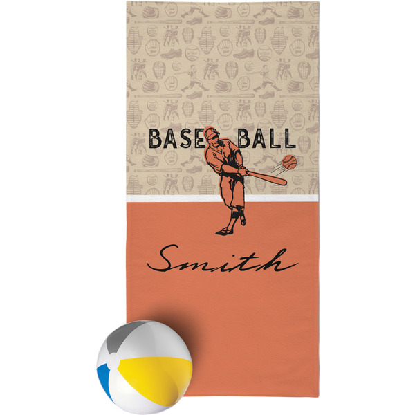Custom Retro Baseball Beach Towel (Personalized)