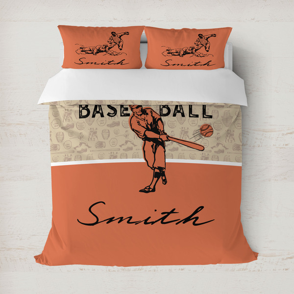 Custom Retro Baseball Duvet Cover (Personalized)
