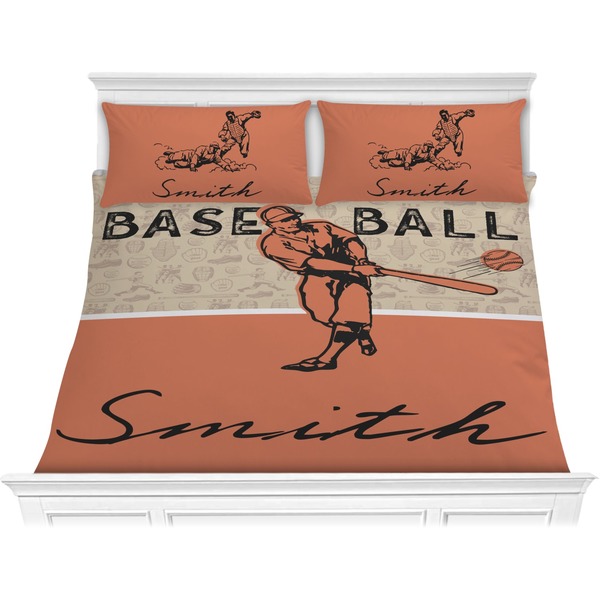 Custom Retro Baseball Comforter Set - King (Personalized)