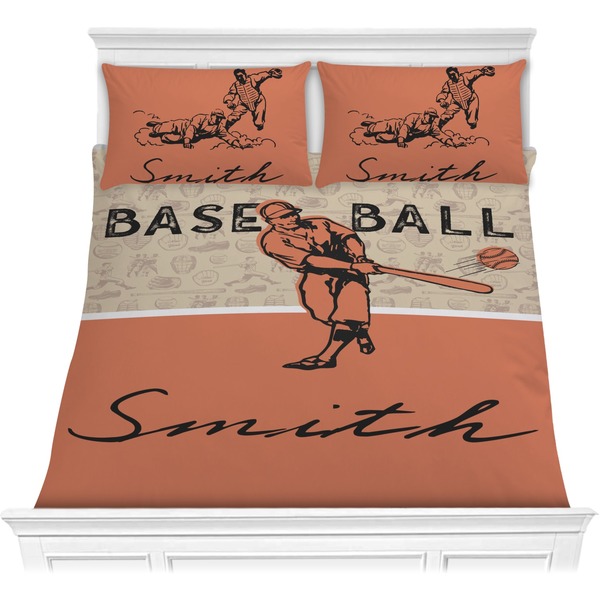 Custom Retro Baseball Comforter Set - Full / Queen (Personalized)