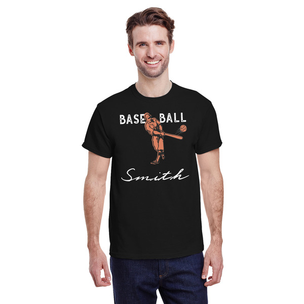 Custom Retro Baseball T-Shirt - Black - Large (Personalized)