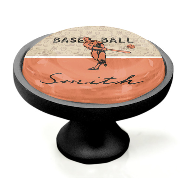 Retro Baseball Black Custom Cabinet Knob (Side)