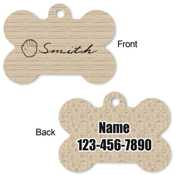 Retro Baseball Bone Shaped Dog ID Tag - Large - Approval
