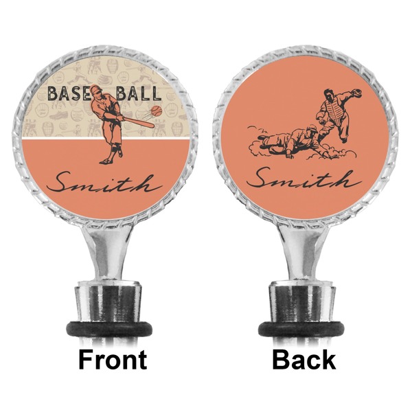 Retro Baseball Bottle Stopper - Front and Back