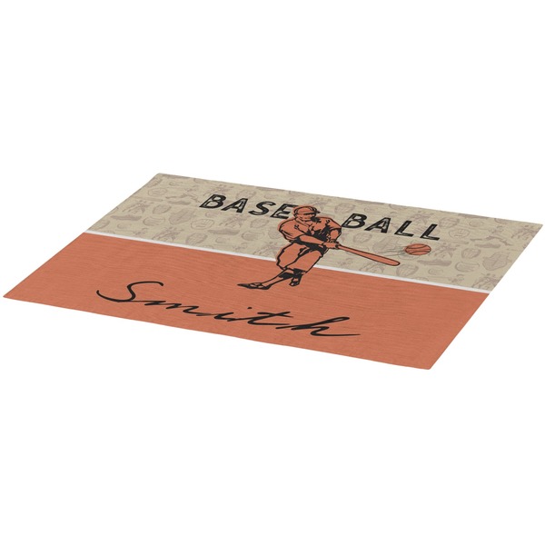 Retro Baseball Burlap Placemat (Angle View)