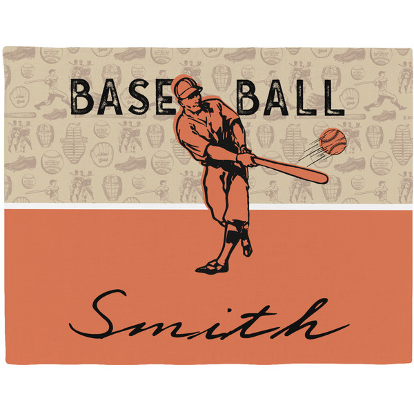 Custom Retro Baseball Woven Fabric Placemat - Twill w/ Name or Text