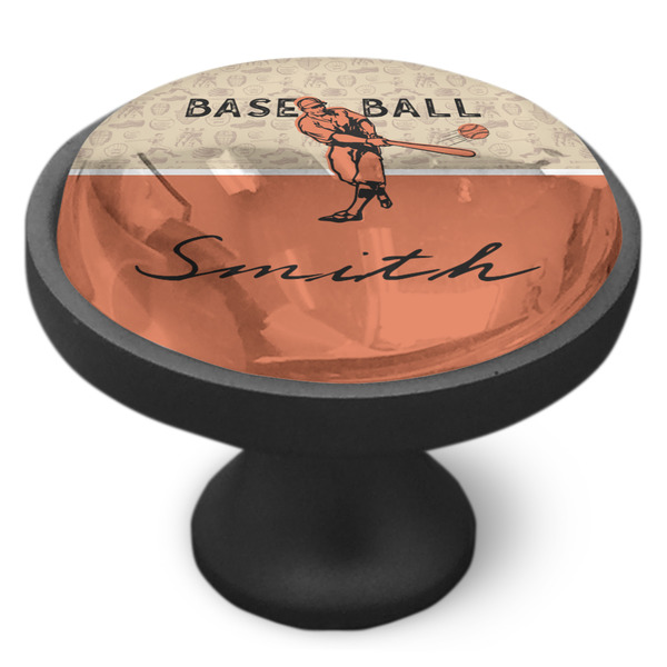 Retro Baseball Cabinet Knob - Black - Side