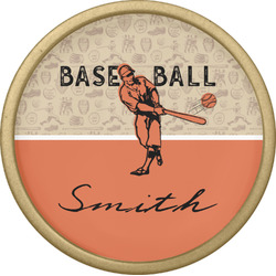 Retro Baseball Cabinet Knob - Gold (Personalized)