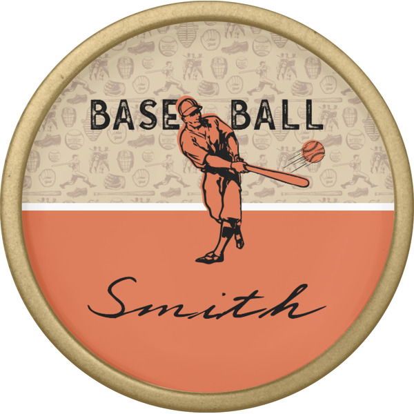 Retro Baseball Cabinet Knob - Gold - Front