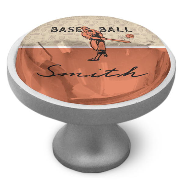Retro Baseball Cabinet Knob - Nickel - Side