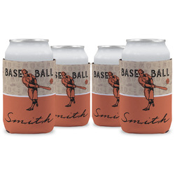 Retro Baseball Can Cooler (12 oz) - Set of 4 w/ Name or Text