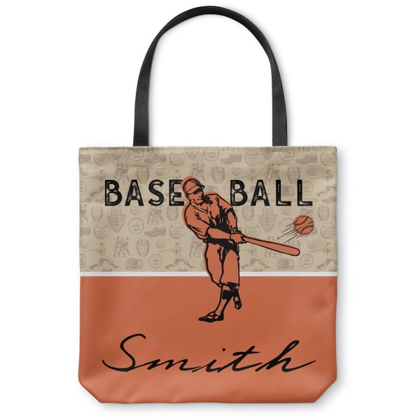 Custom Retro Baseball Canvas Tote Bag - Large - 18"x18" (Personalized)