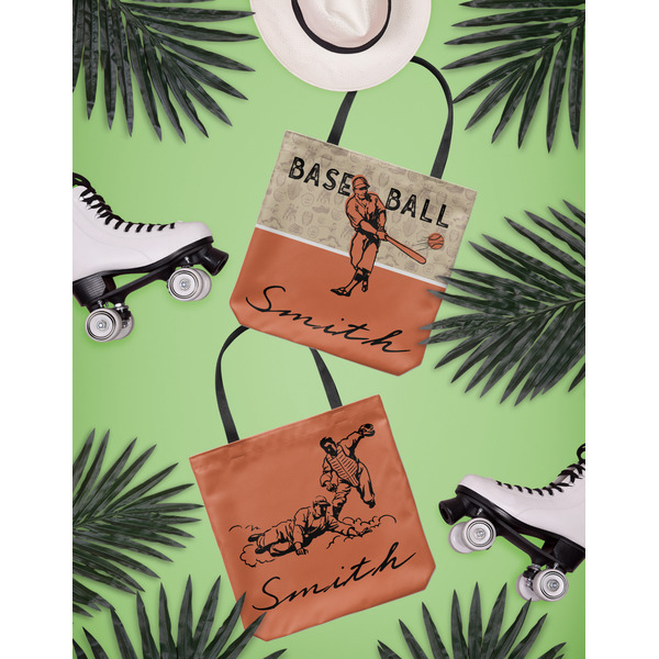 Retro Baseball Canvas Tote Lifestyle Front and Back
