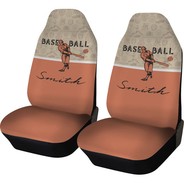 Custom Retro Baseball Car Seat Covers (Set of Two) (Personalized)