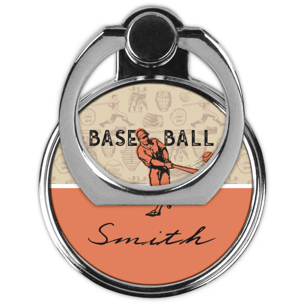 Retro Baseball Cell Phone Ring Stand & Holder - Front (Collapsed)