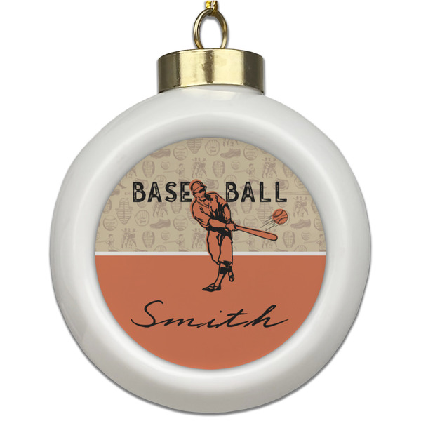 Custom Retro Baseball Ceramic Ball Ornament (Personalized)