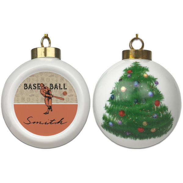 Retro Baseball Ceramic Christmas Ornament - X-Mas Tree (APPROVAL)