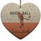 Retro Baseball Ceramic Flat Ornament - Heart (Front)