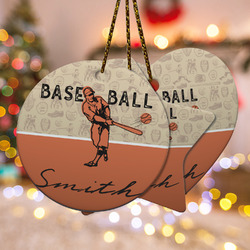 Retro Baseball Ceramic Ornament w/ Name or Text