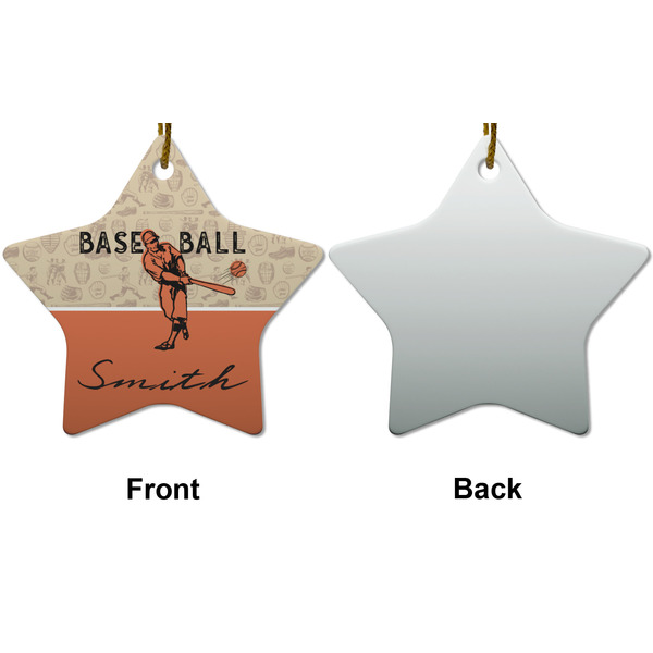 Retro Baseball Ceramic Flat Ornament - Star Front & Back (APPROVAL)