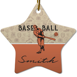 Retro Baseball Star Ceramic Ornament w/ Name or Text