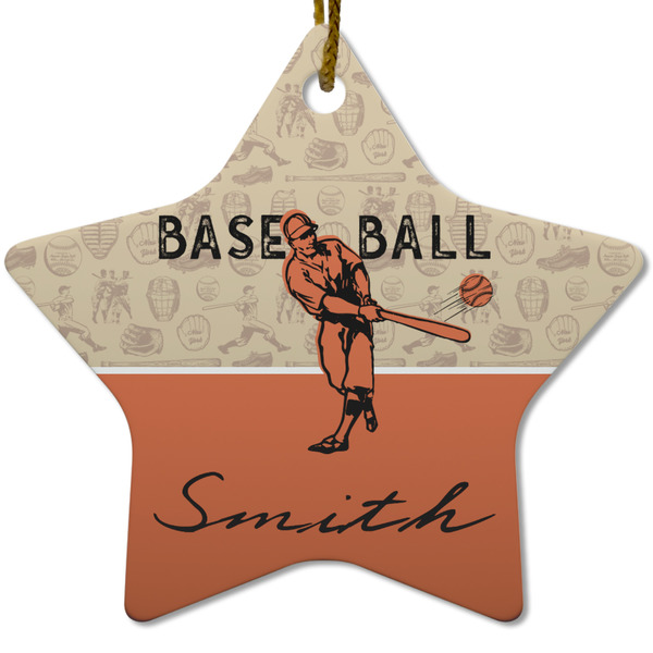 Custom Retro Baseball Star Ceramic Ornament w/ Name or Text