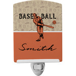 Retro Baseball Ceramic Night Light w/ Name or Text