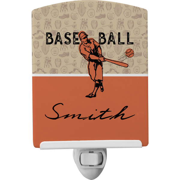 Custom Retro Baseball Ceramic Night Light w/ Name or Text