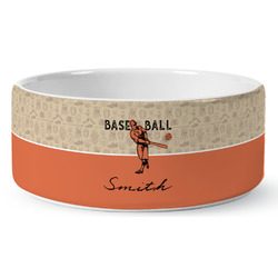 Retro Baseball Ceramic Dog Bowl (Personalized)