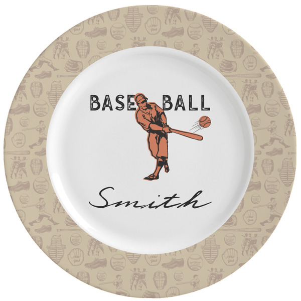 Custom Retro Baseball Ceramic Dinner Plates (Set of 4) (Personalized)