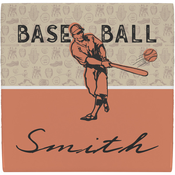 Custom Retro Baseball Ceramic Tile Hot Pad (Personalized)