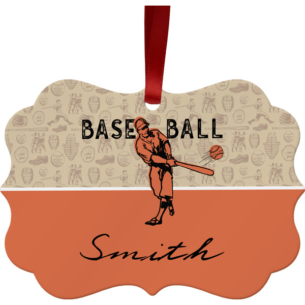 Retro Baseball Christmas Ornament (Front View)