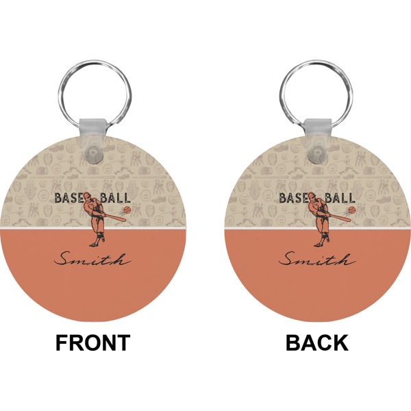 Retro Baseball Circle Keychain (Front + Back)