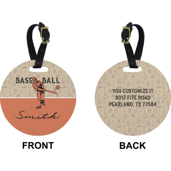 Retro Baseball Circle Luggage Tag (Front + Back)