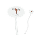 Retro Baseball 7" Oval Plastic Stir Sticks - Clear (Personalized)