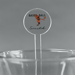 Retro Baseball 5.5" Round Plastic Stir Sticks - Clear (Personalized)