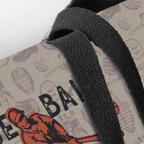 Retro Baseball Closeup of Tote w/Black Handles