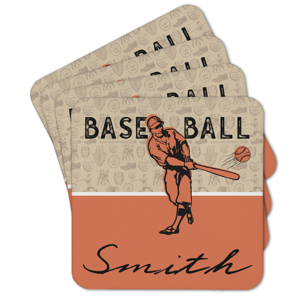 Custom Retro Baseball Cork Coaster - Set of 4 w/ Name or Text