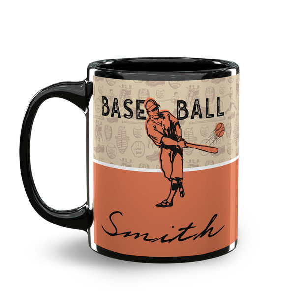 Retro Baseball Coffee Mug - 11 oz - Black