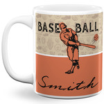 Retro Baseball 11 Oz Coffee Mug - White (Personalized)