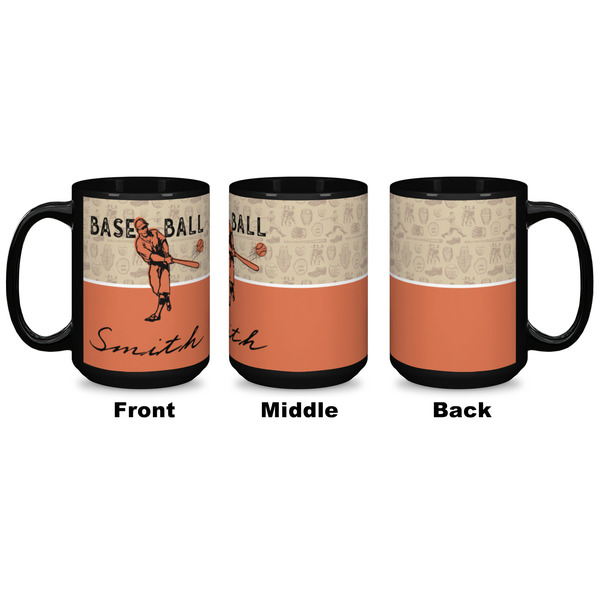 Retro Baseball Coffee Mug - 15 oz - Black APPROVAL
