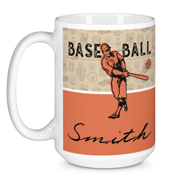 Retro Baseball Coffee Mug - 15 oz - White