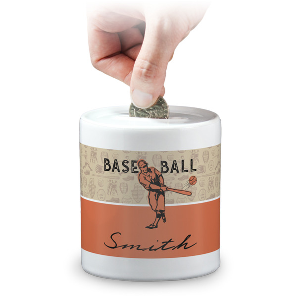 Custom Retro Baseball Coin Bank (Personalized)